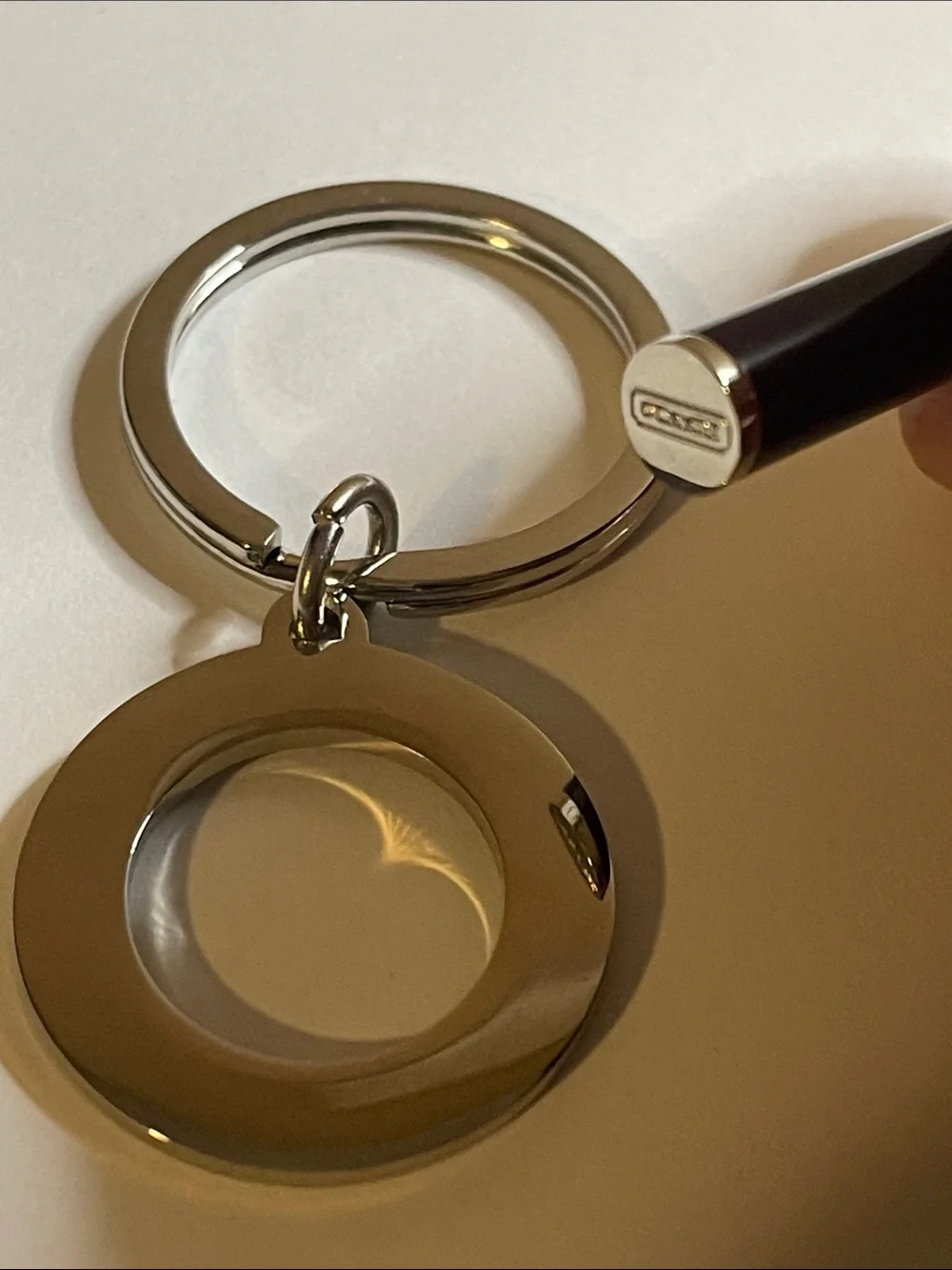 Coach Deep Purple Enamel Keyring Charm and Coach Pen